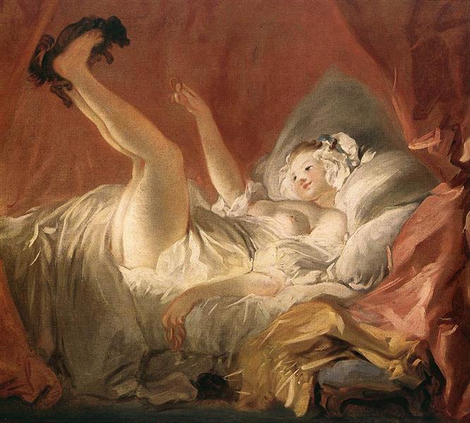 Young Woman Playing with a Dog - Fragonard Jean-Honore 
