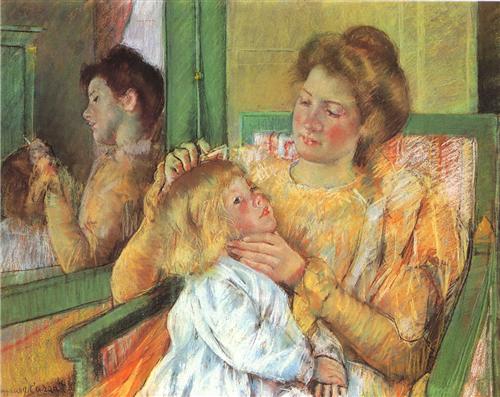 Mother Combing Her Child's Hair - Mary Cassatt