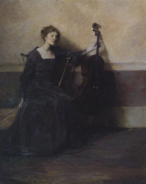 Lady with a Cello - Thomas Wilmer Dewing