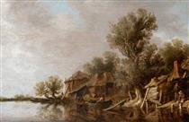 Cottages and Fishermen by a River - Jan van Goyen