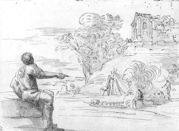View of the Acqua Acetosa, Rome, c.1625 - Agostino Tassi