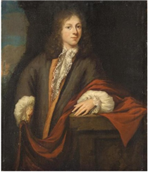 Portrait of a Gentleman, Three Quarter Length, Leaning on a Ledge - Jurriaen Pool