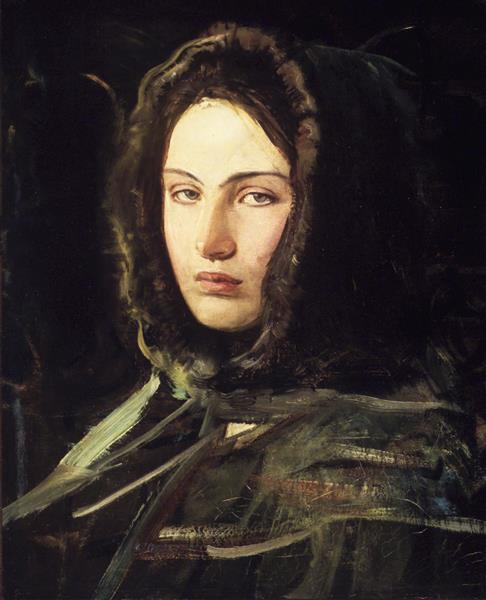 Girl in Fur Hood (also Known as Head of a Woman with Fur Lined Hood), 1908 - Эббот Хэндерсон Тайер