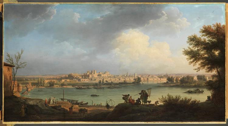 Vue d’Avignon, de la rive droite du Rhône, près de Villeneuve, 1757 - Claude Joseph Vernet