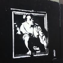 Stencil on Market and Franklin, San Francisco - Blek le Rat