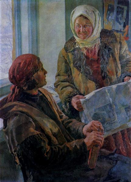 In the Collective Farm Club, 1936 - Karpo Trokhymenko