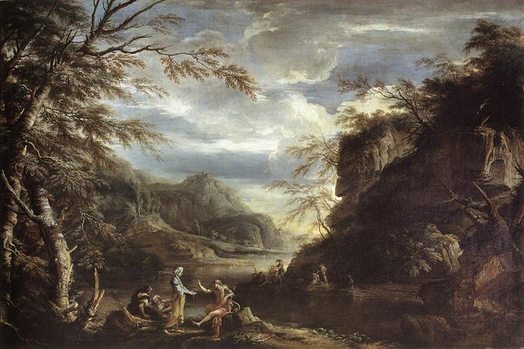 River Landscape with Apollo and the Cumean Sibyl, 1655 - Salvator Rosa