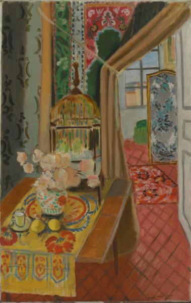 Interior, Flowers and Parakeets, 1924 - 馬蒂斯
