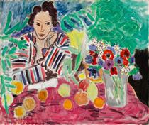 Striped Robe, Fruit, and Anemones - Henri Matisse