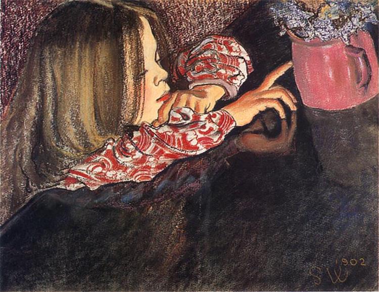 Girl with a Vase of Flowers, 1902 - Станислав Выспяньский