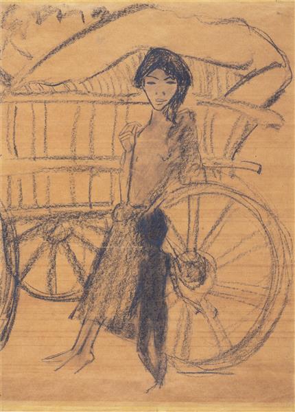 Zigeunerin Mit Kind Am Planwagen, 1926 - Otto Mueller