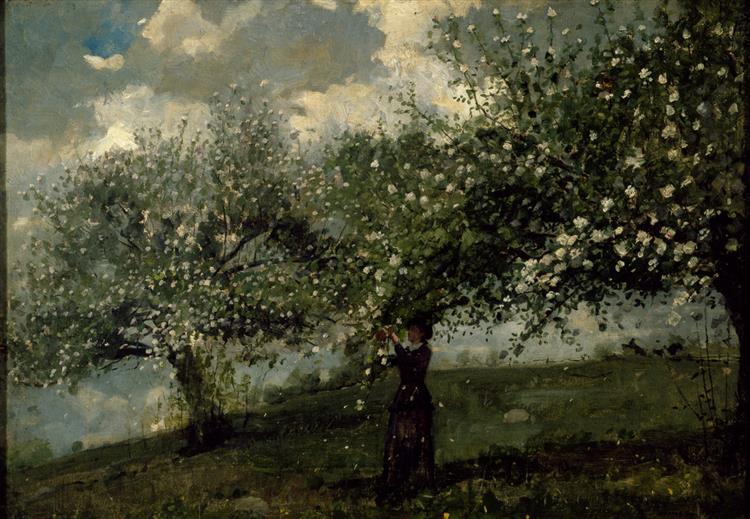Girl Picking Apple Blossoms, 1879 - Уинслоу Хомер