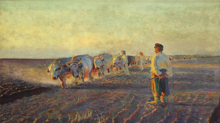 Plowing in Ukraine, 1892 - Леон Ян Вычулковский