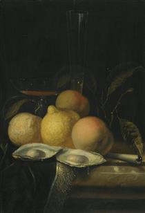 Still-Life with Fruits & Oysters - Juriaen van Streeck