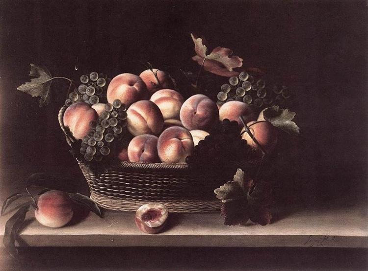 Basket with Peaches and Grapes, 1631 - Louise Moillon