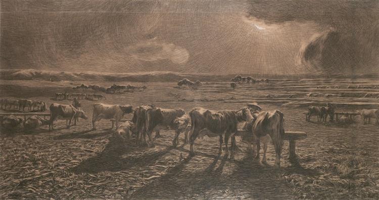 Evening, 1888 - Джованни Сегантини
