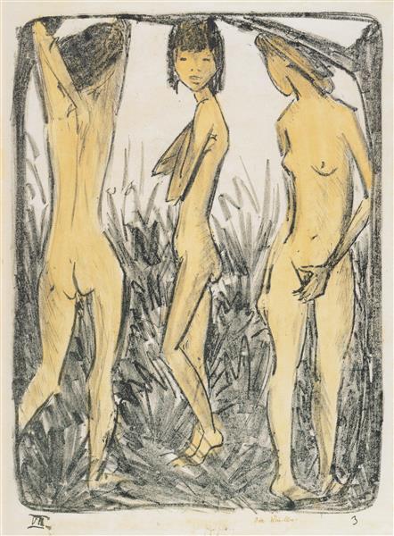 Drei Stehende Mädchen, 1926 - Отто Мюллер
