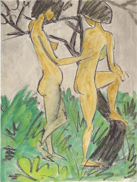 Zwei Akte Im Freien, 1923 - Otto Mueller