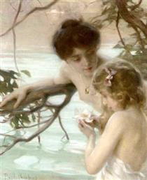 Mother and Child Bathing - Поль Эмиль Шабас