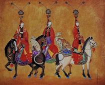 The Three in Folk Dresses on Horses - Zaya