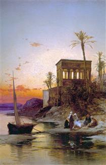 The temple of Trajan on the Nile, Egypt - Hermann David Salomon Corrodi