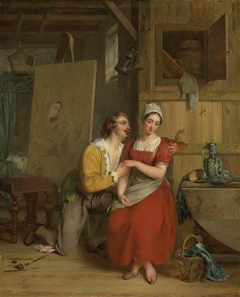 Anthony van Dyck in Love with His Model, 1827 - Gustaf Wappers