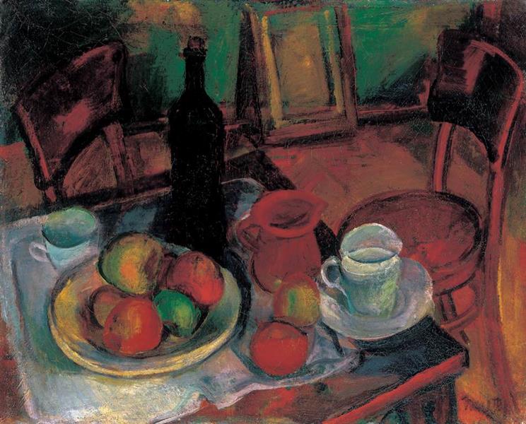 Still Life with Table and Chairs - János Kmetty
