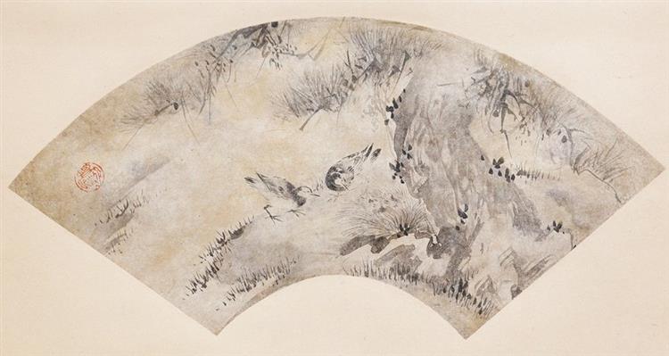 Birds and Pine Tree, c.1570 - c.1590 - Кано Эйтоку