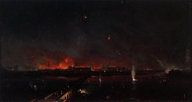Bombardment of Marghera Made by the Austrian Army on the Night of May 24, 1849, 1849 - Ippolito Caffi