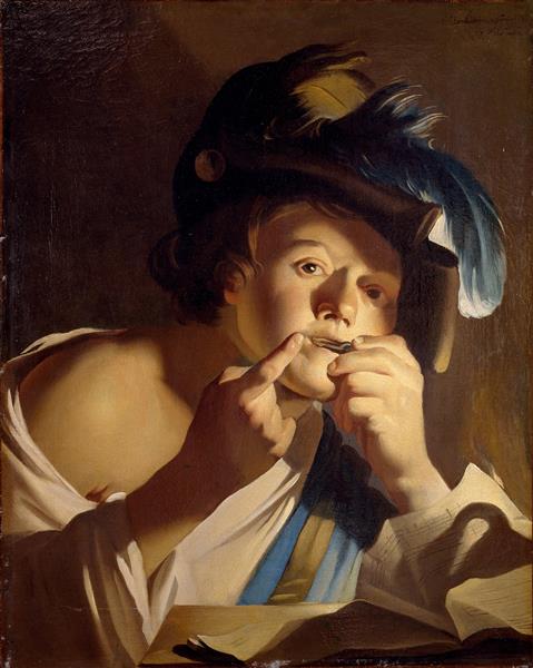 Young Man with Jew's Harp, 1621 - Дирк ван Бабюрен