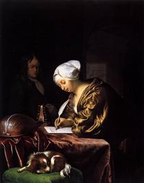 Woman Writing a Letter - Frans van Mieris der Ältere