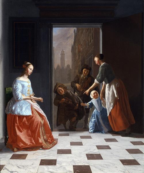 Street Musicians at the Door, 1665 - Jacob Ochtervelt