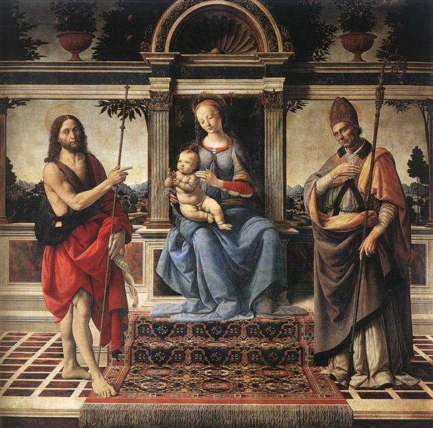 Madonna with Sts John the Baptist and Donatus - Андреа дель Верроккйо
