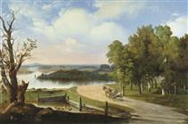 Пейзаж с рекой и дорогой - Apollinary Goravsky