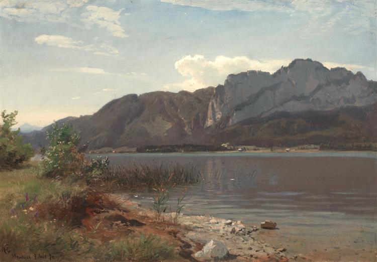landskap Fra Drachenwand Ved Mondsee, 1870 - Hans Gude