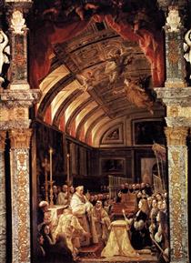 La adoración de la Sagrada Forma de Gorkum por Carlos II - Claudio Coello