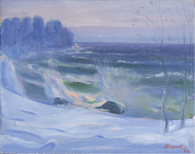 Зима на Байкале. Турка., 1991 - Оленников Михаил Зиновьевич