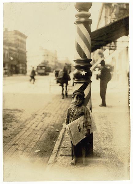 Indianapolis Newsboy, 41 Inches High, 1908, 1908 - Lewis Hine