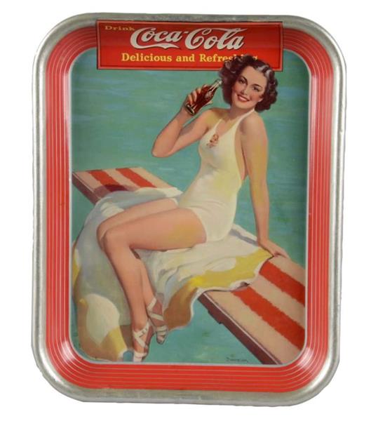Coca Cola Springboard Girl Tin Serving Tray, c.1939 - Haddon Sundblom