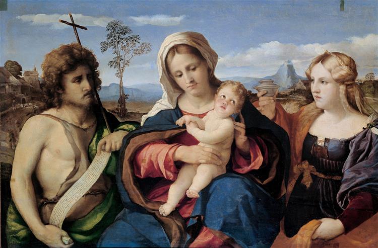 Madonna and Child with Saint John the Baptist and Magdalene - Якопо Пальма