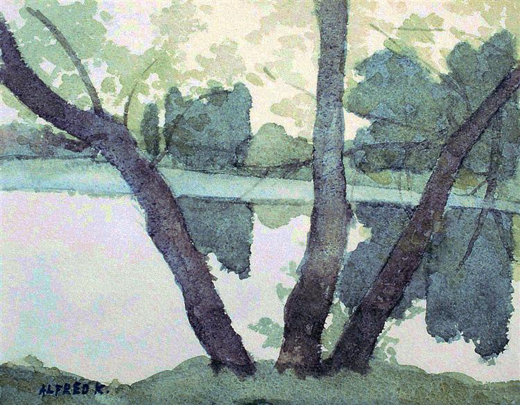 The summer morning at the Korana river, 1995 - Альфред Фредди Крупа