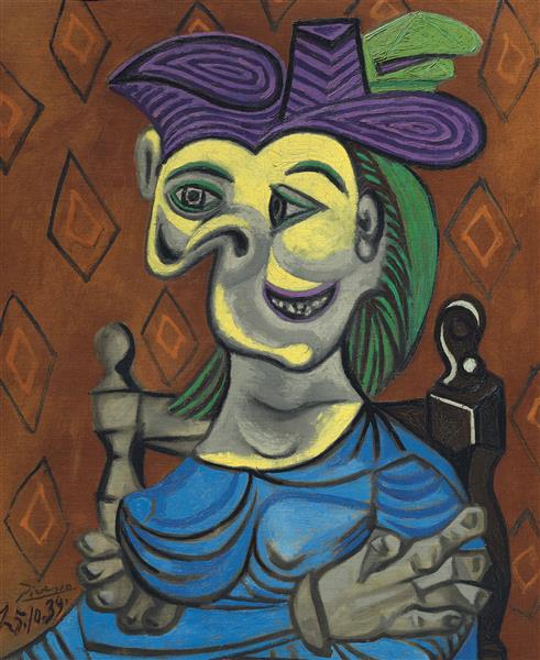 Femme Assise, Robe Bleue, 1939 - Пабло Пикассо