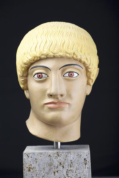 Reconstruction of the Blond Kouros's Head of the Acropolis, c.480 AC - Ancient Greek Painting and Sculpture