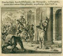 Stoning of Apostle Philip, Hierapolis, Phrygia, AD 54 - Jan Luyken
