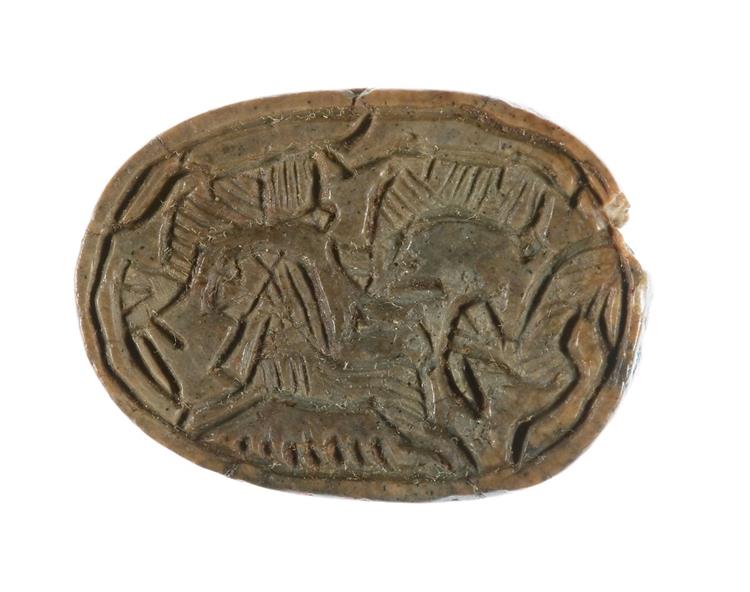 Scarab with a Lion Hunting Horned Animals, c.1600 - c.1500 BC - Ancient Egypt