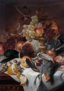 Still Life with Poultry and Fruit - Edward Ladell