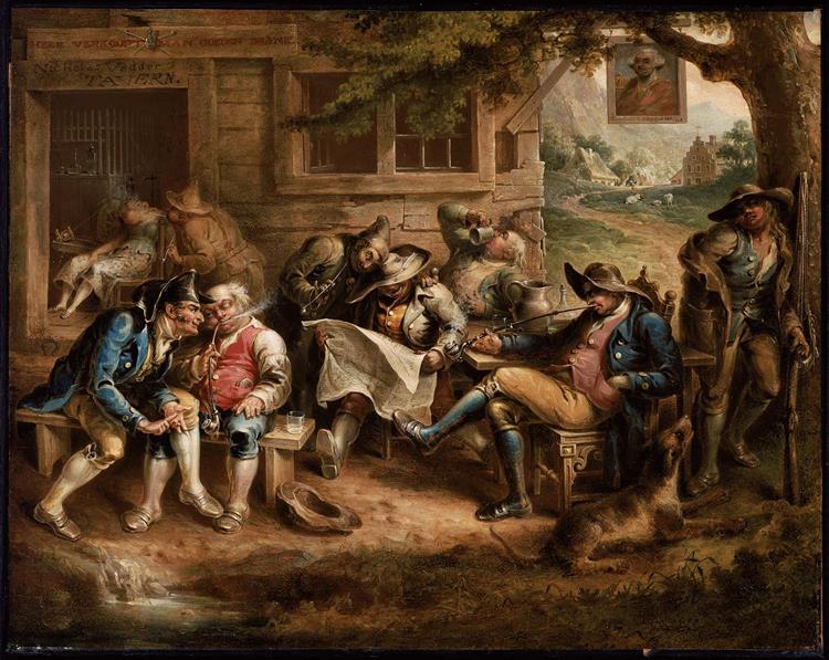 Rip Van Winkle and His Companions at the Inn Door of Nicholas Vedder, 1839 - John Quidor