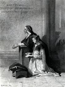 Marguerite in church listening to the Dies Irae - Jean-Baptiste Achille Zo