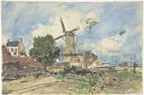 Wind Mill at Antwerp - Ян Бартолд Йонгкинд