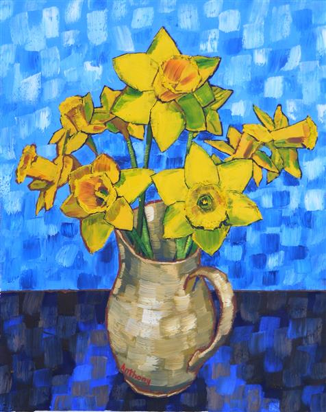 05. Daffodils After Still Life Vase with Fourteen Sunflowers 2017 by Anthony D. Padgett (after Van Gogh Arles 1888), 2017 - Anthony Padgett